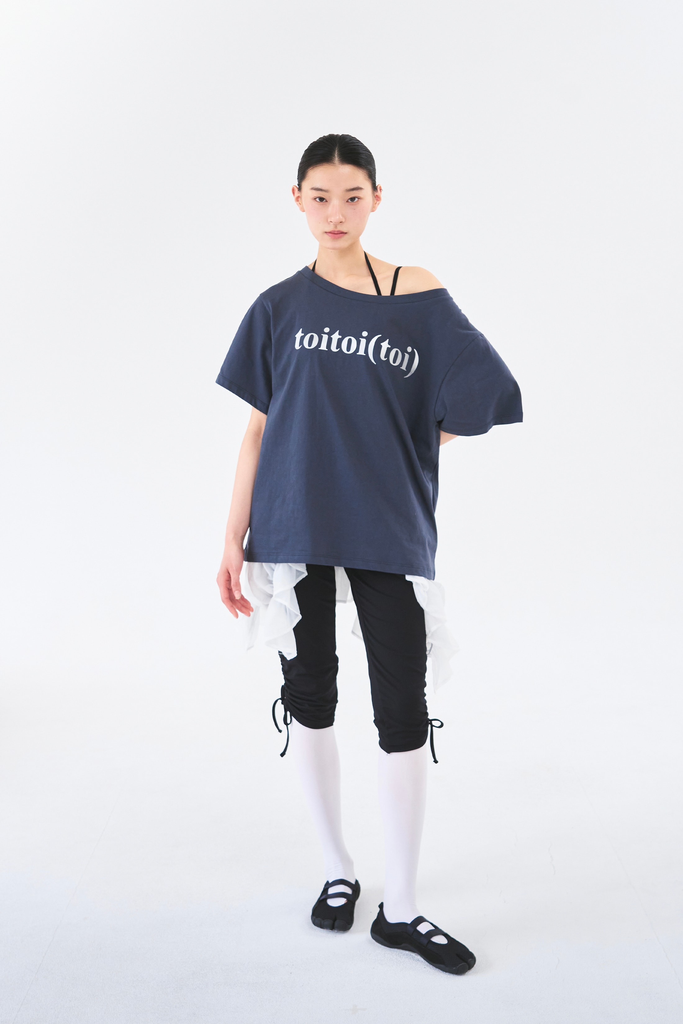 [5차 Reorder]Toitoi(toi) Drape Shoulder Tee _ Navy Charcoal