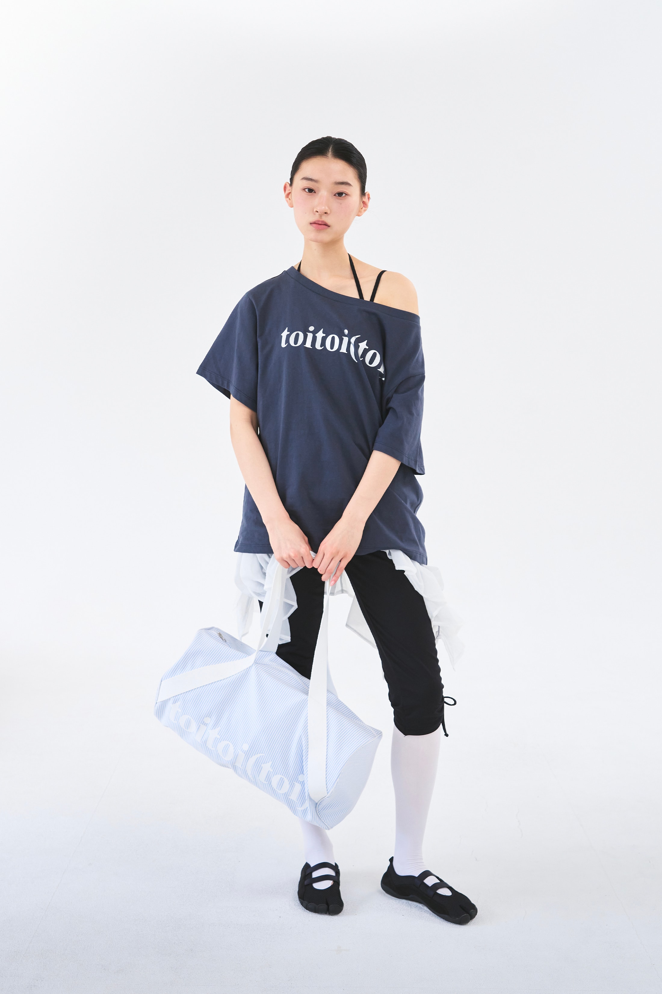 [5차 Reorder]Toitoi(toi) Drape Shoulder Tee _ Navy Charcoal