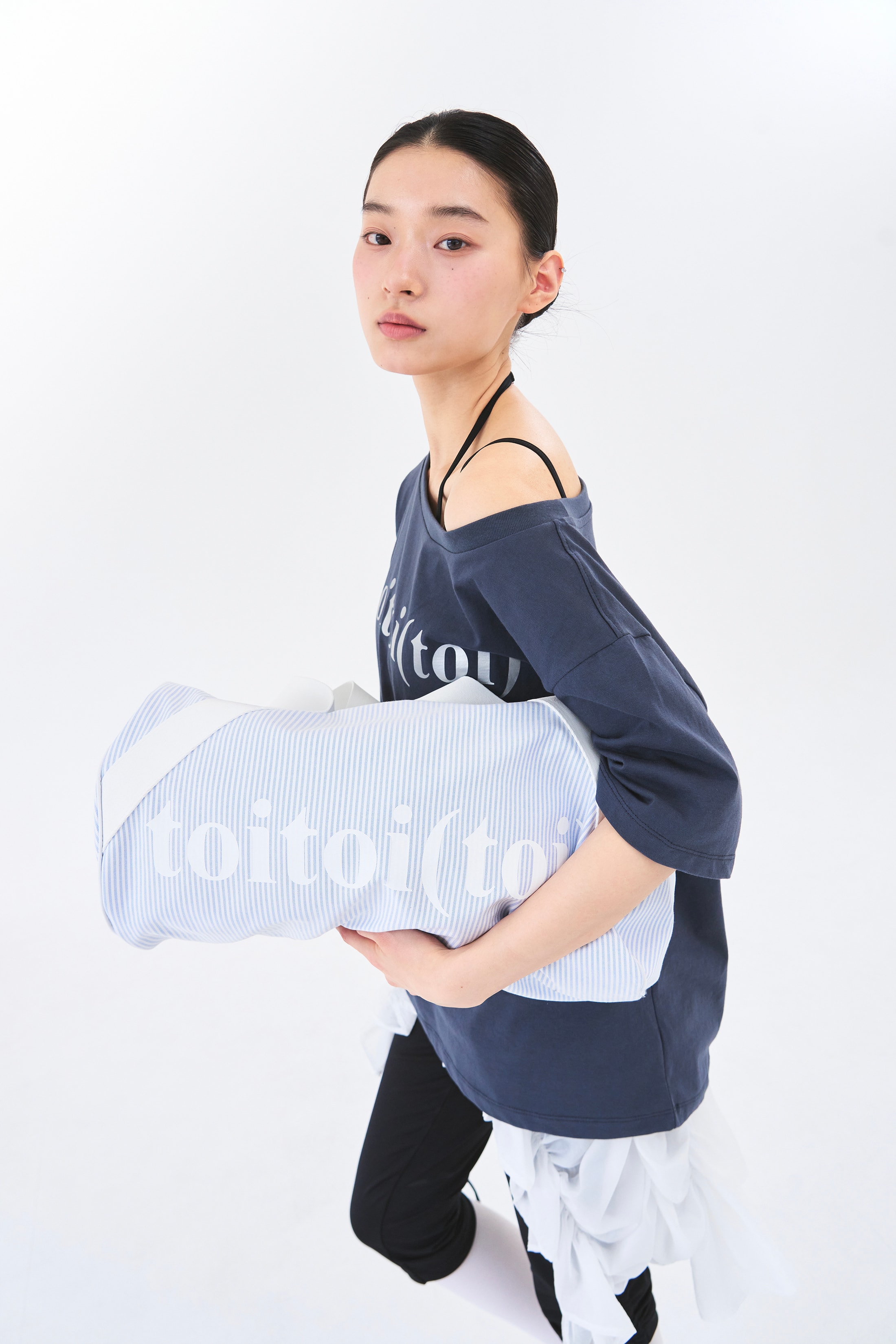 [5차 Reorder]Toitoi(toi) Drape Shoulder Tee _ Navy Charcoal