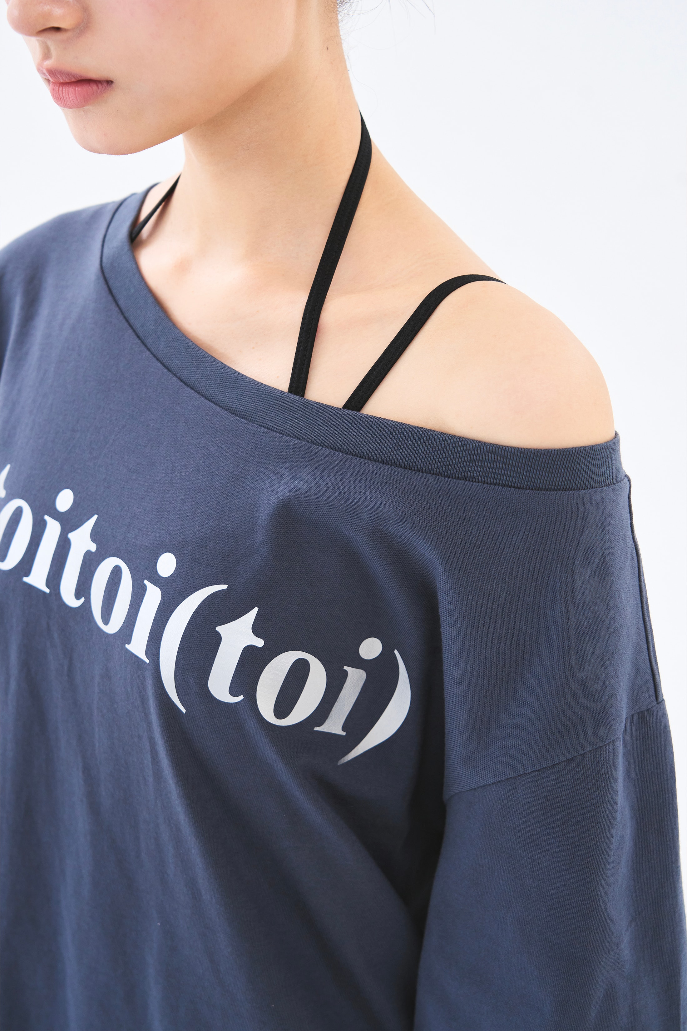 [5차 Reorder]Toitoi(toi) Drape Shoulder Tee _ Navy Charcoal