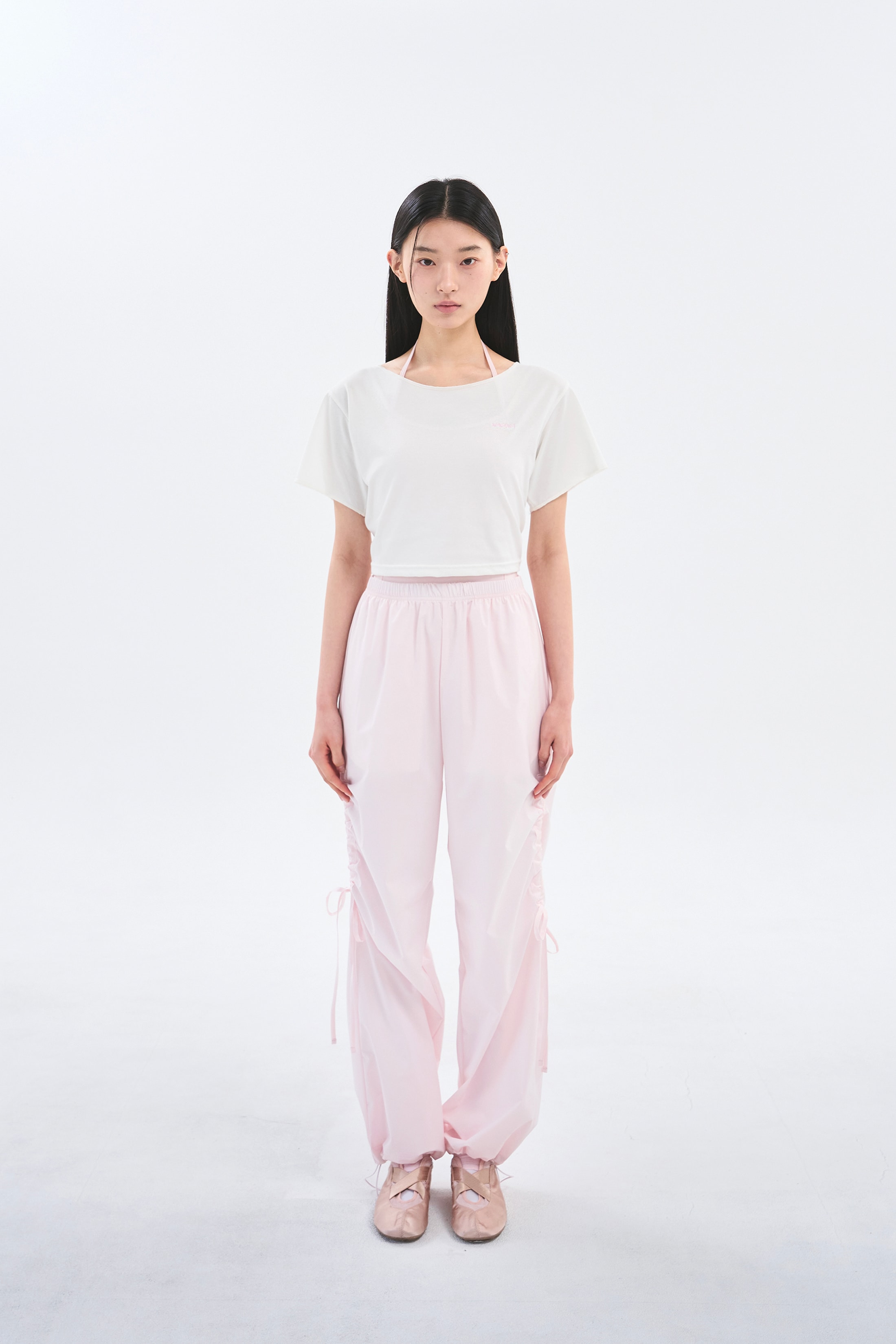 [Reorder]Bow Warm-up Pants _ Light Pink