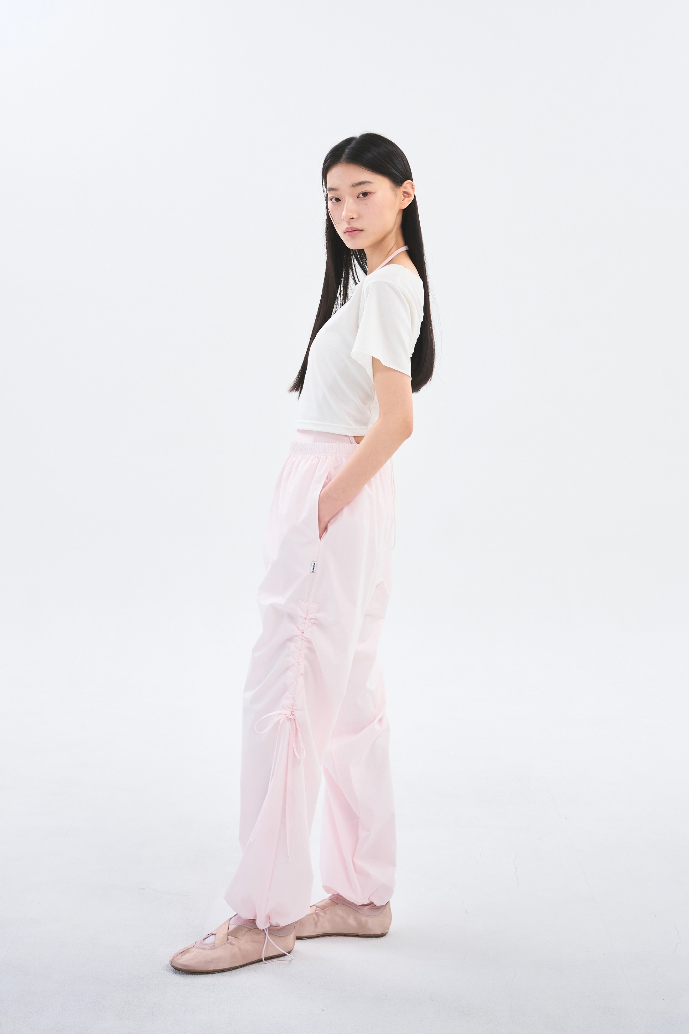 [Reorder]Bow Warm-up Pants _ Light Pink