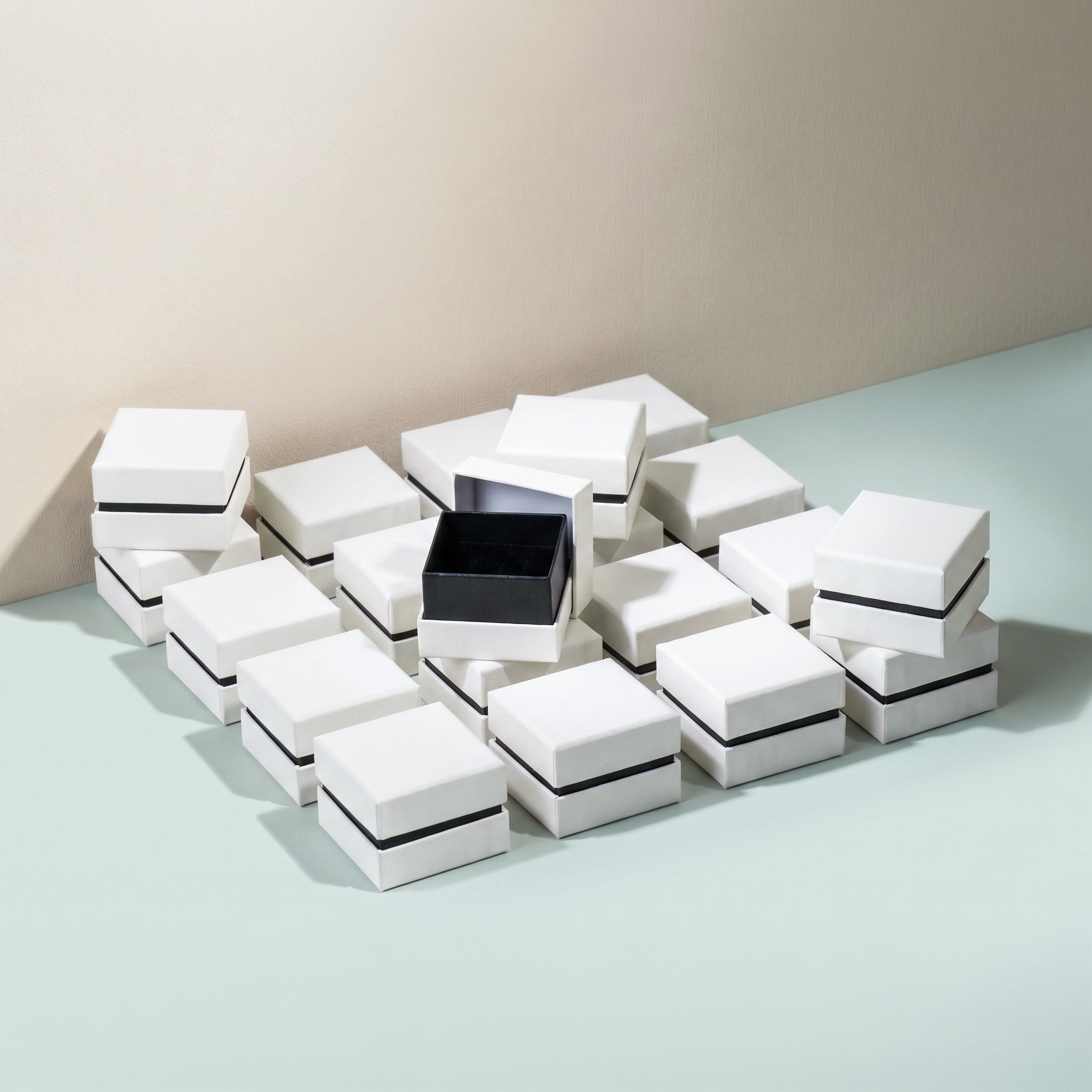 고급 투톤 주얼리 케이스 액세서리 포장 선물 상자 화이트 소 5.5x5.5x4cm 20개