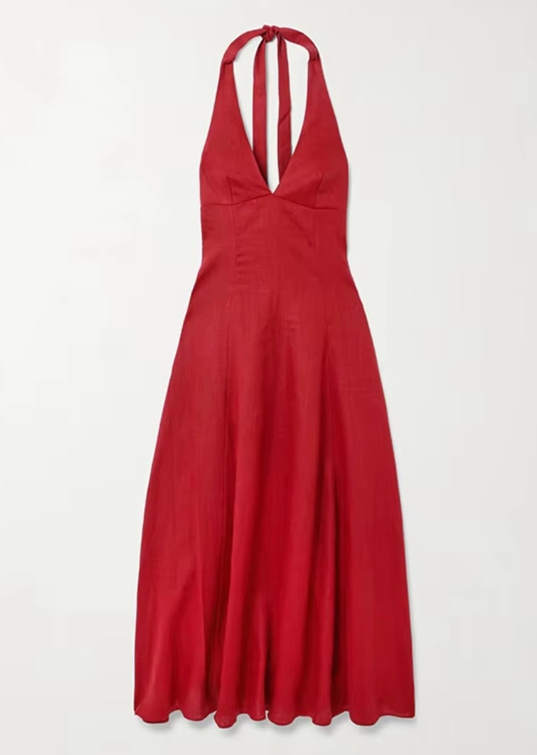 premium halter linen dress