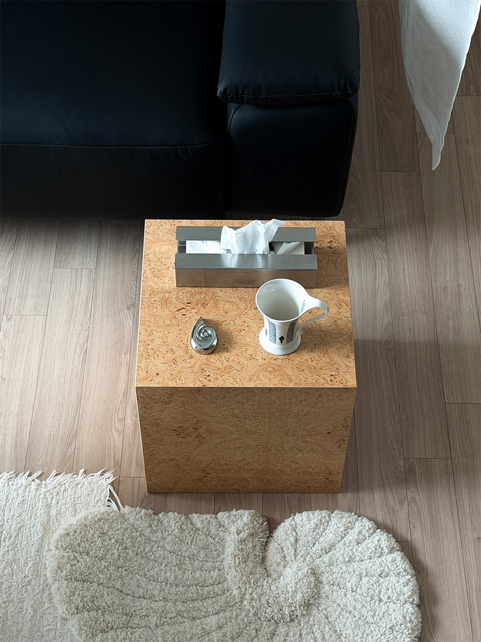 Briar burl wood cube side table (브리어 벌우드 큐브 사이드 테이블)