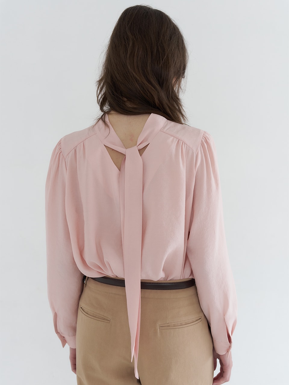 TWO-WAY LONG SLEEVE TIE BLOUSE_PINK