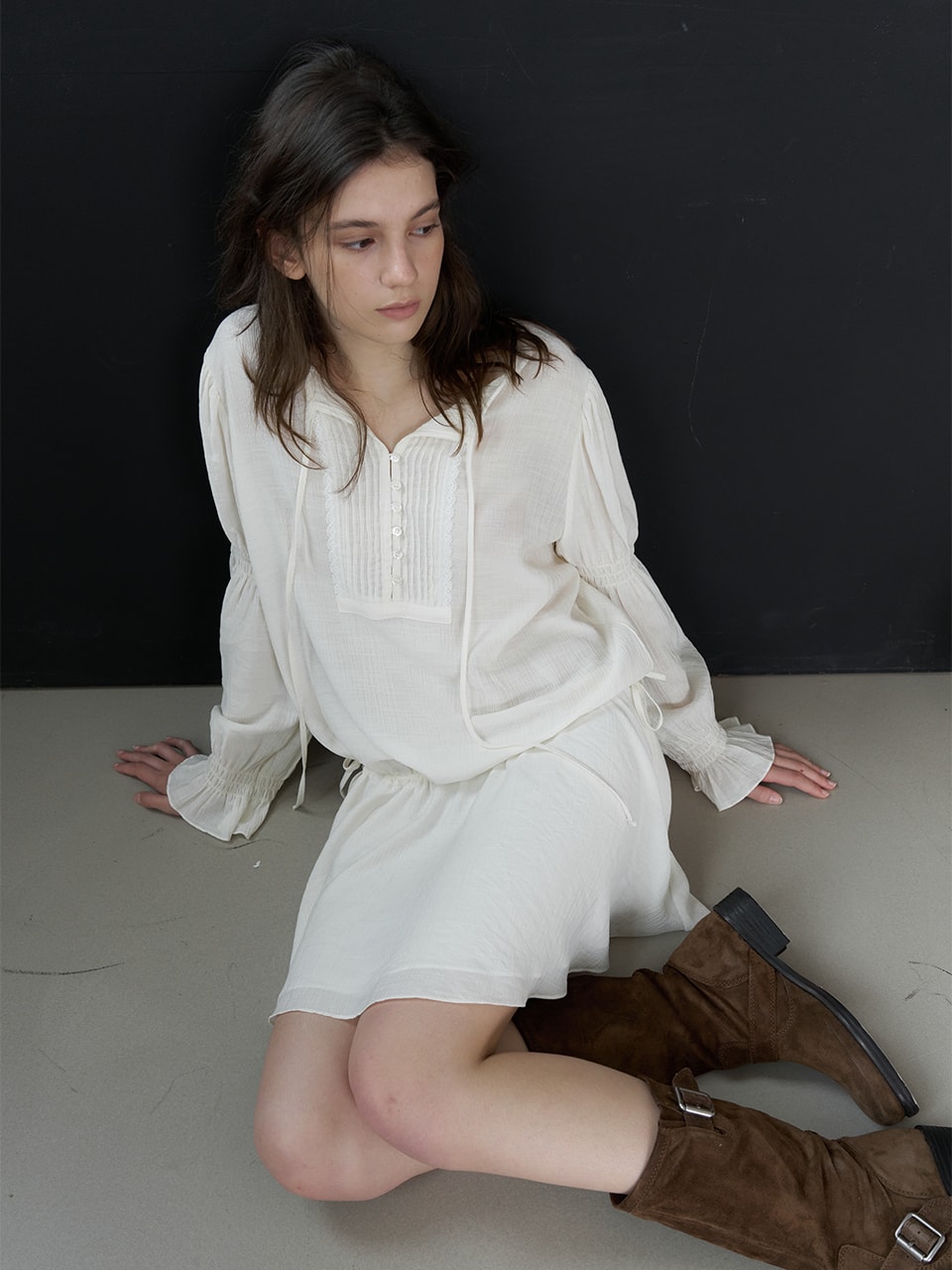 LACE PINTUCK ONEPIECE_IVORY