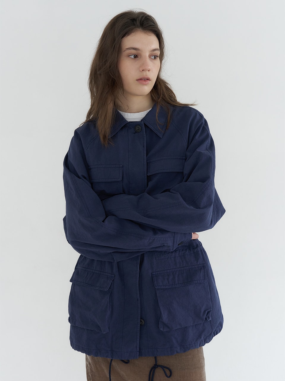 OVERFIT COTTON FIELD JACKET_NAVY