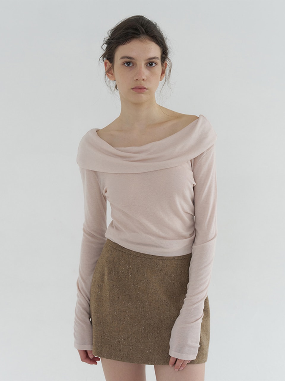 DRAPE OFF-SHOULDER LONG SLEEVE T-SHIRT_2COLOR