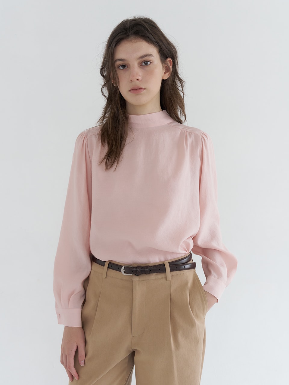 TWO-WAY LONG SLEEVE TIE BLOUSE_PINK