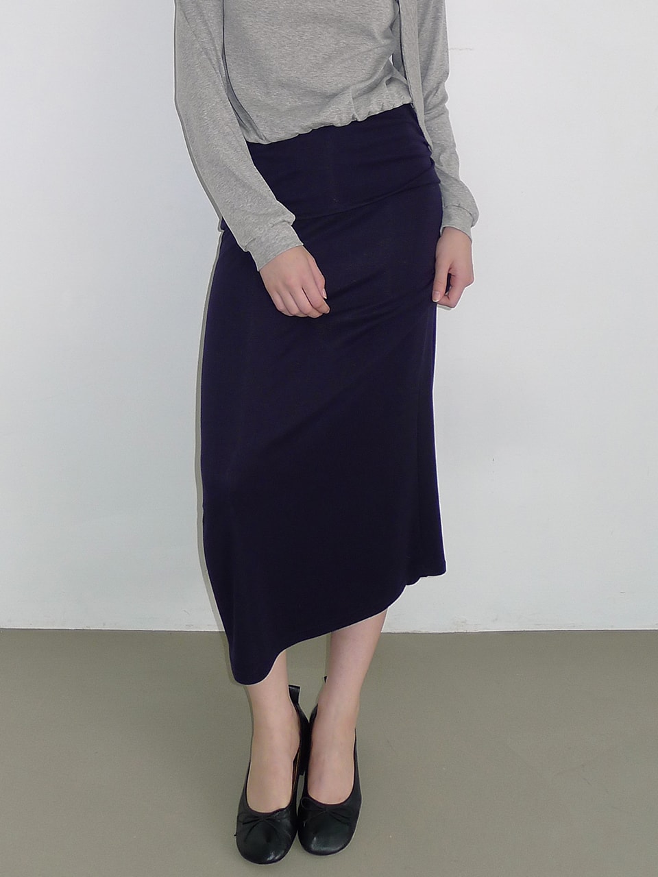 FOLD-OVER JERSEY LONG SKIRT_2COLOR