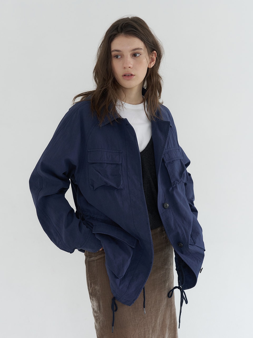 OVERFIT COTTON FIELD JACKET_NAVY