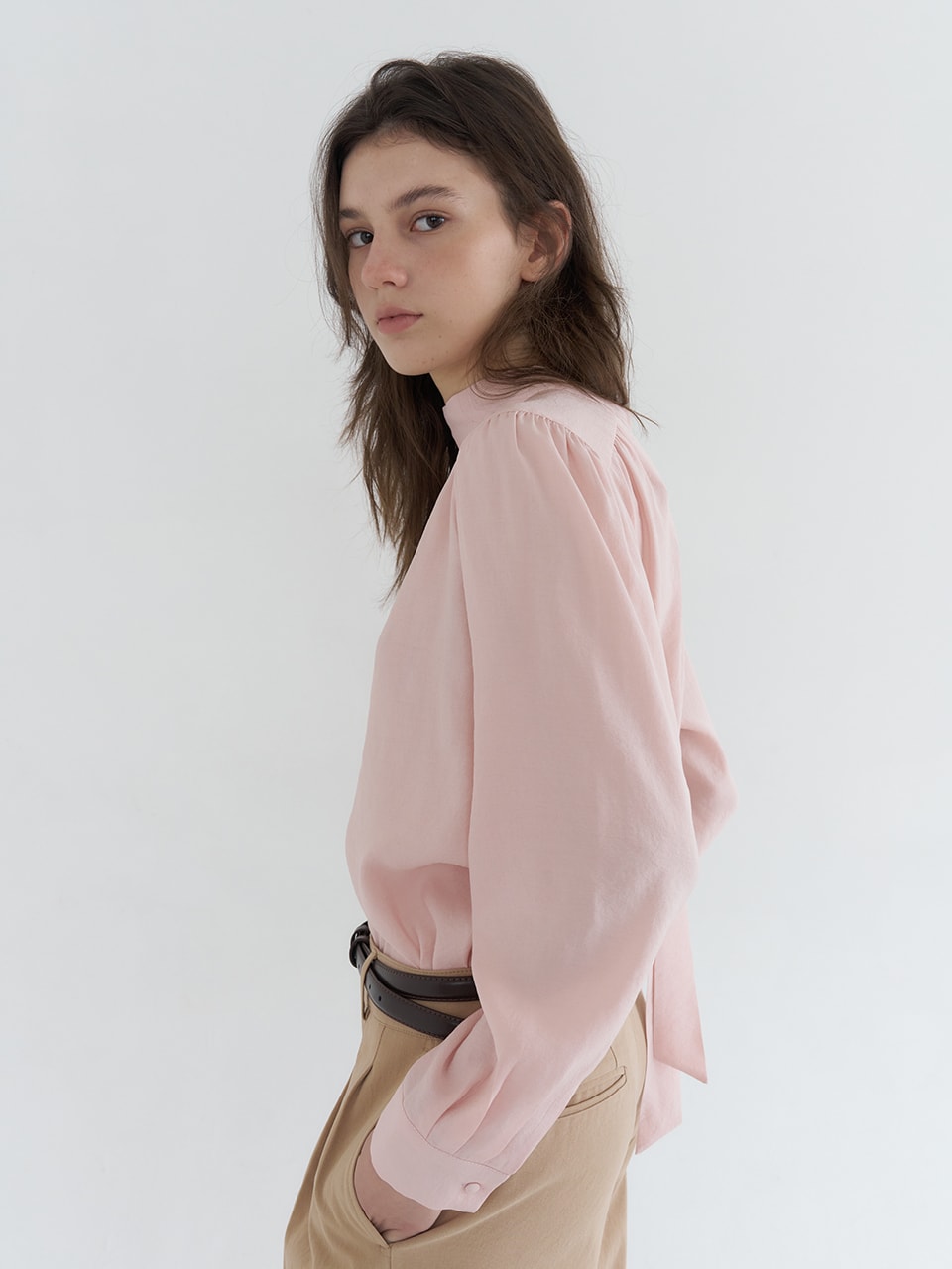 TWO-WAY LONG SLEEVE TIE BLOUSE_PINK
