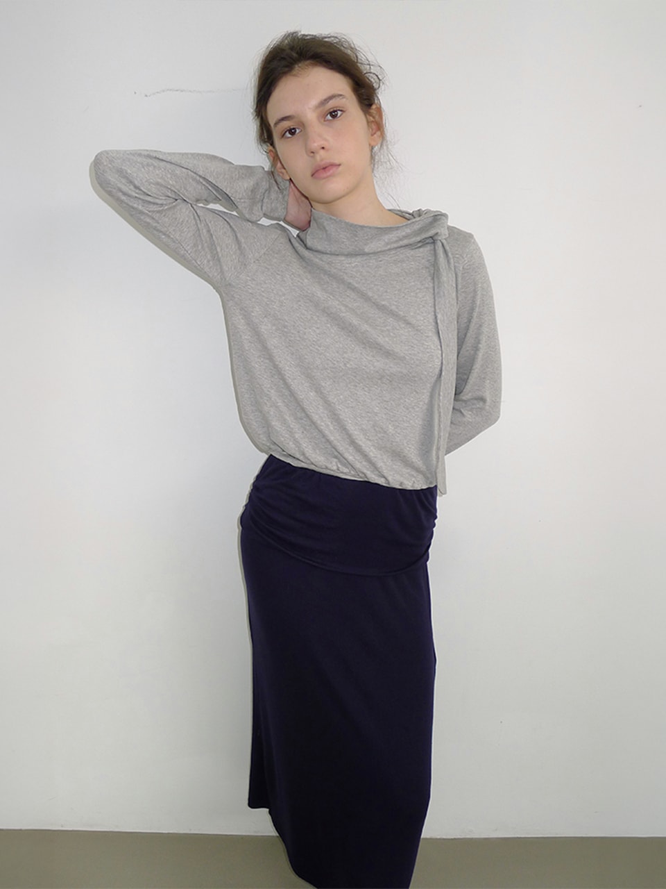 FOLD-OVER JERSEY LONG SKIRT_2COLOR