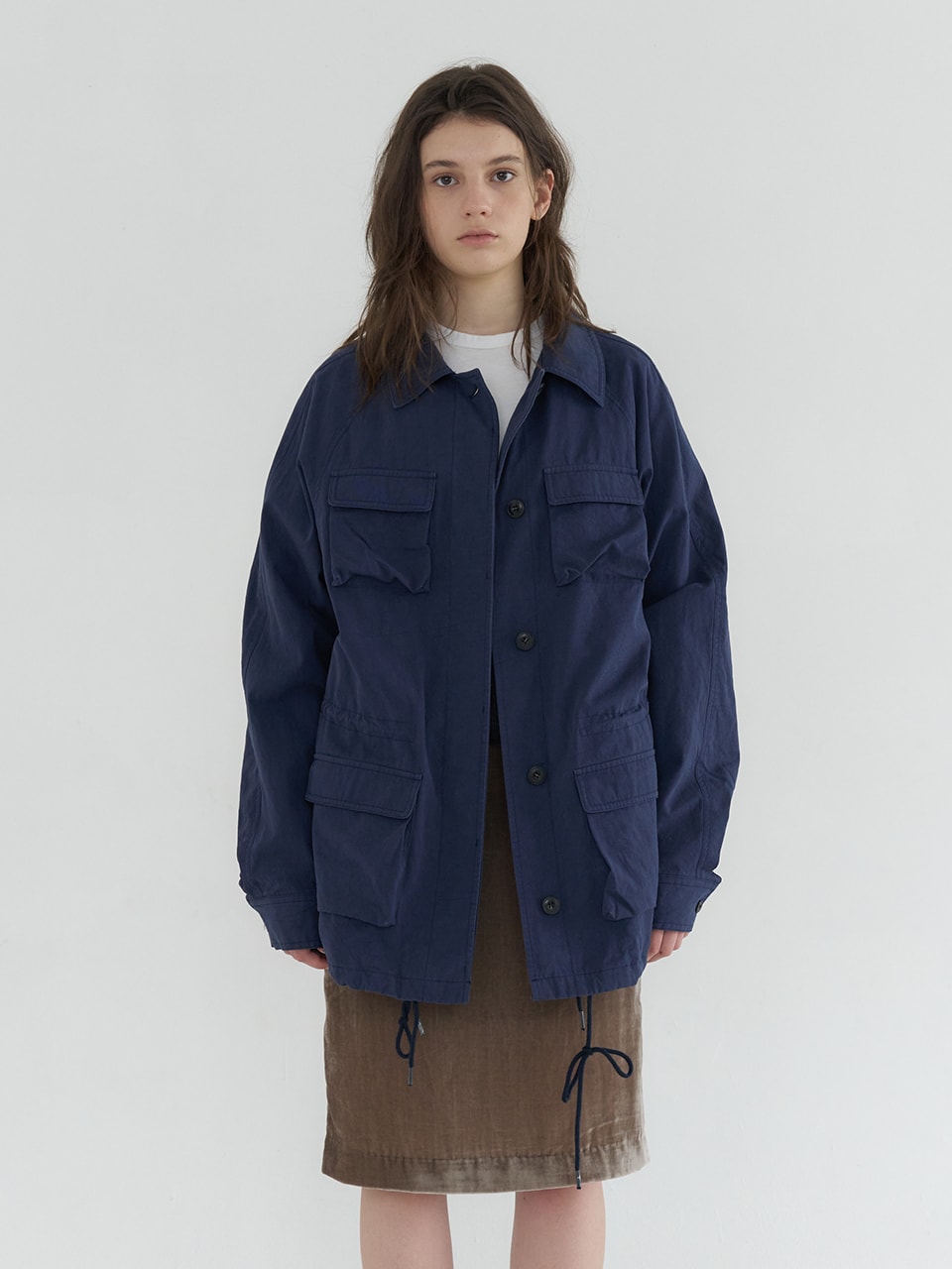 OVERFIT COTTON FIELD JACKET_NAVY