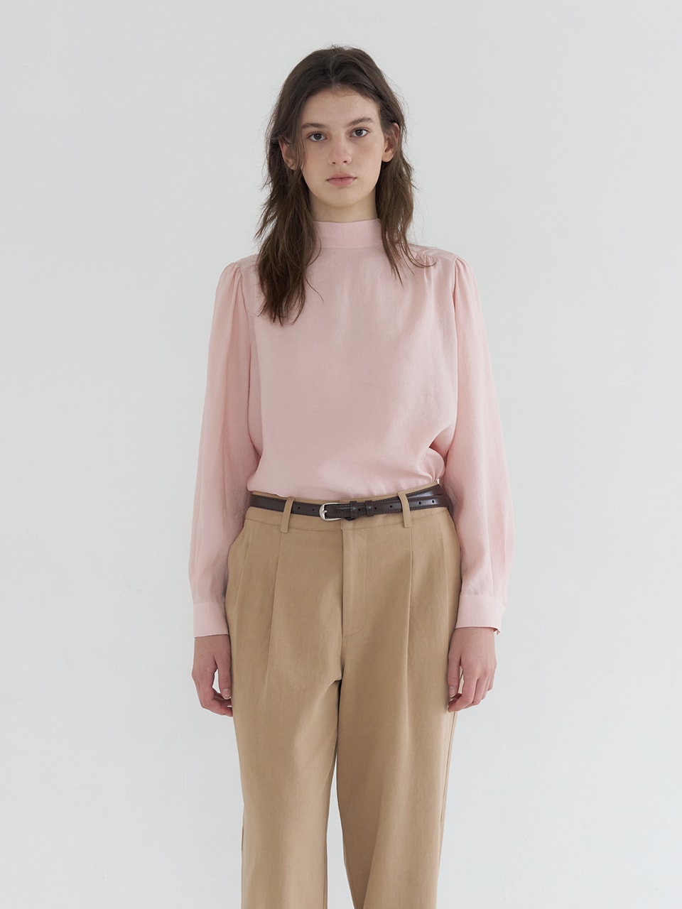 TWO-WAY LONG SLEEVE TIE BLOUSE_PINK