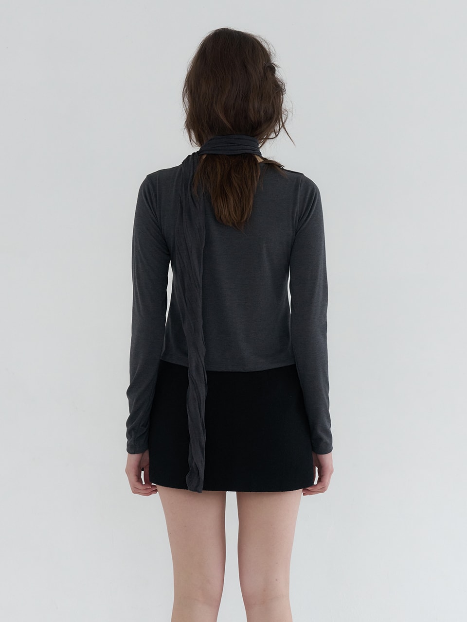 SCARF SET LONG SLEEVE TOP_CHARCOAL