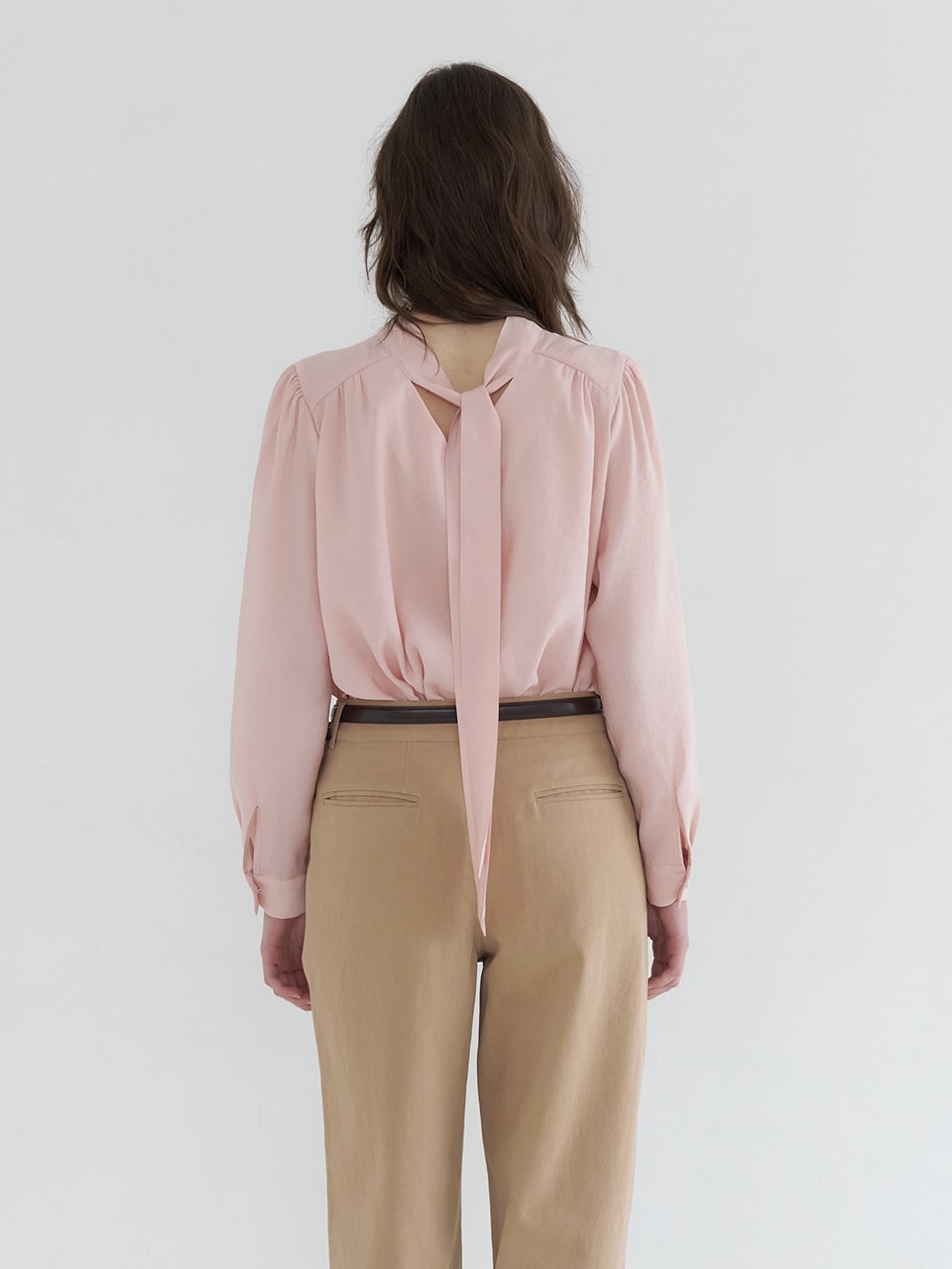TWO-WAY LONG SLEEVE TIE BLOUSE_PINK
