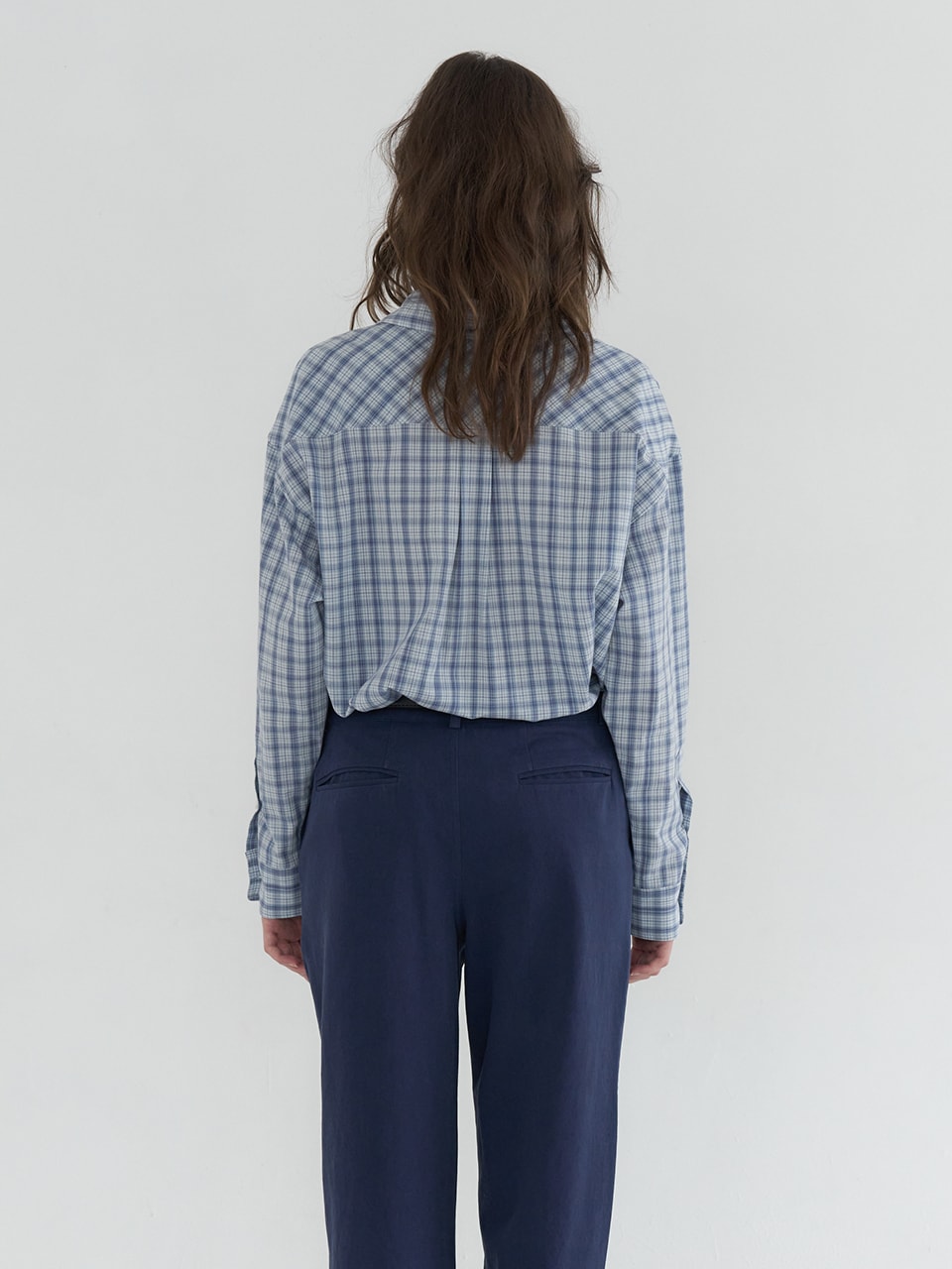 OVERFIT CHECK POCKET SHIRTS_BLUE