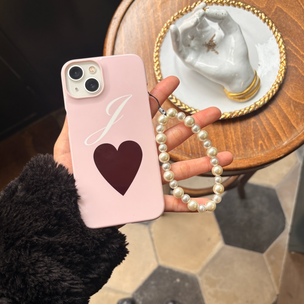 [Custom] Initial Heart Case Baby Pink