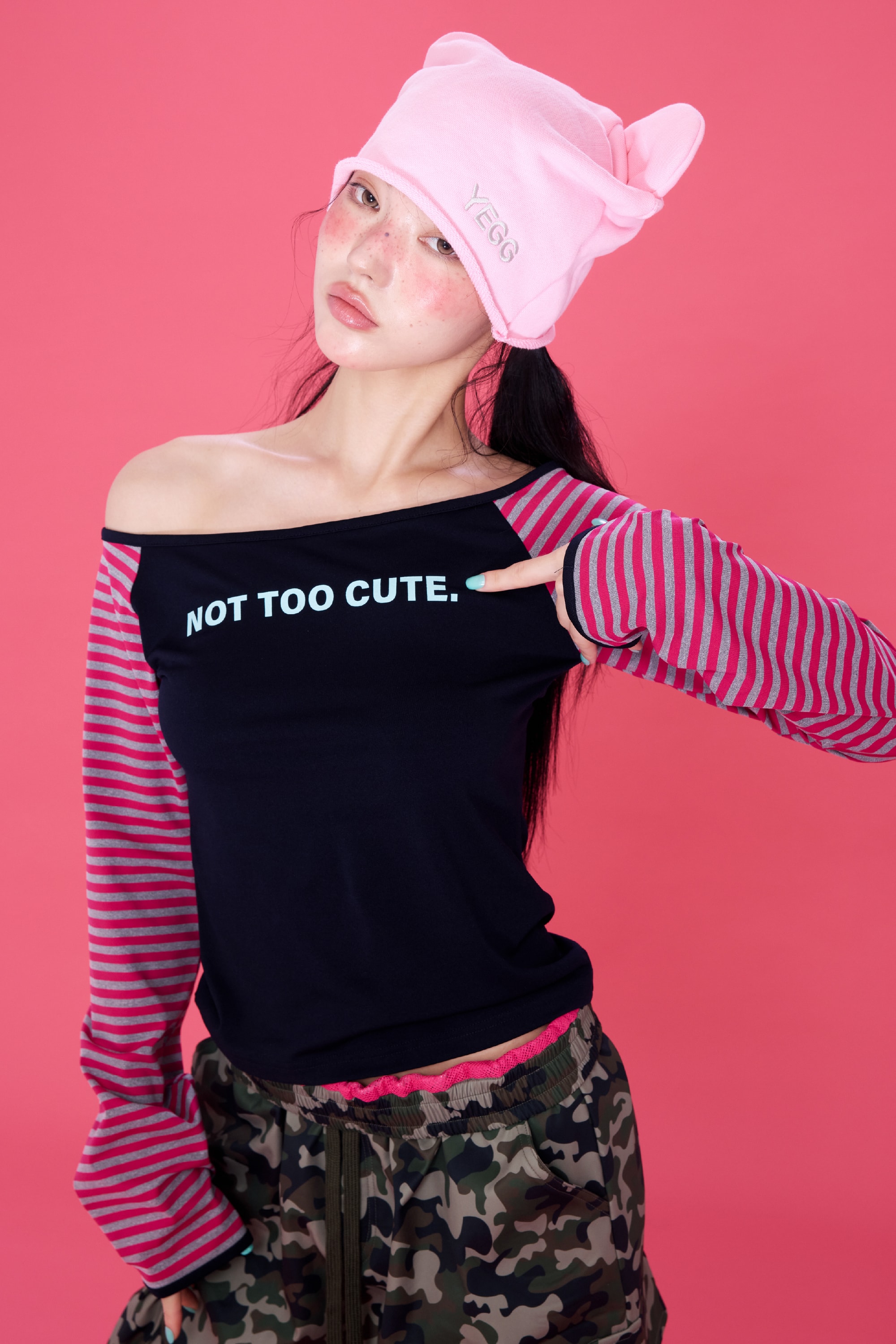 Stripe Sleeve T Pink