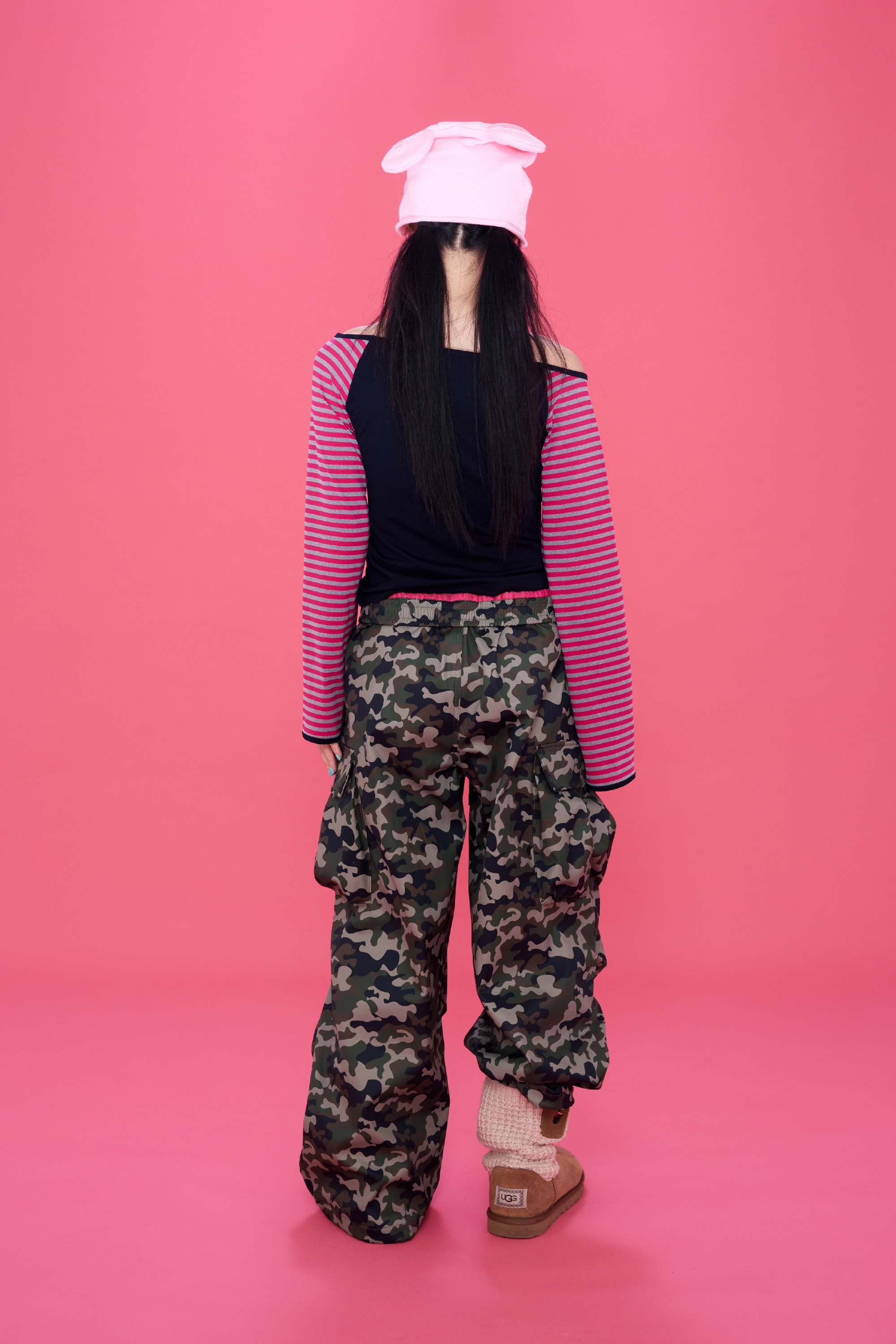 Stripe Sleeve T Pink