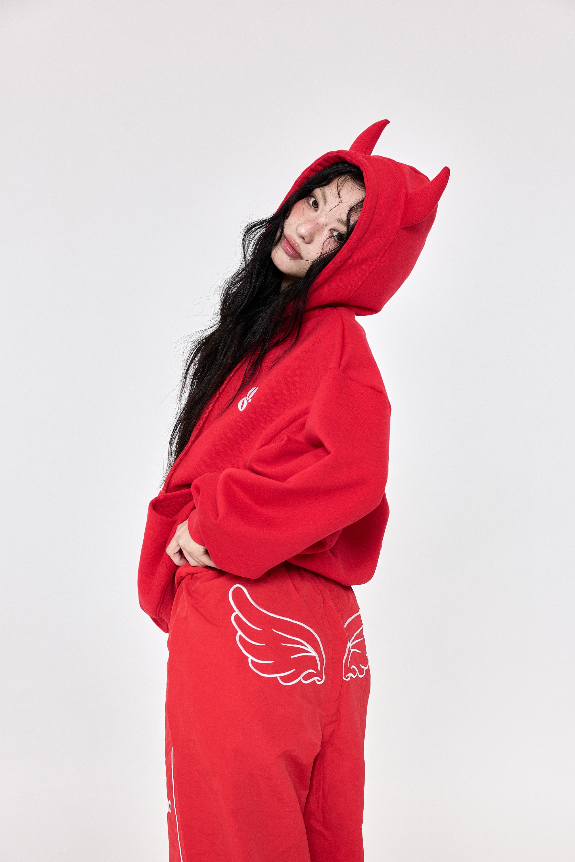 [BASIC]Devil Hoodie Red