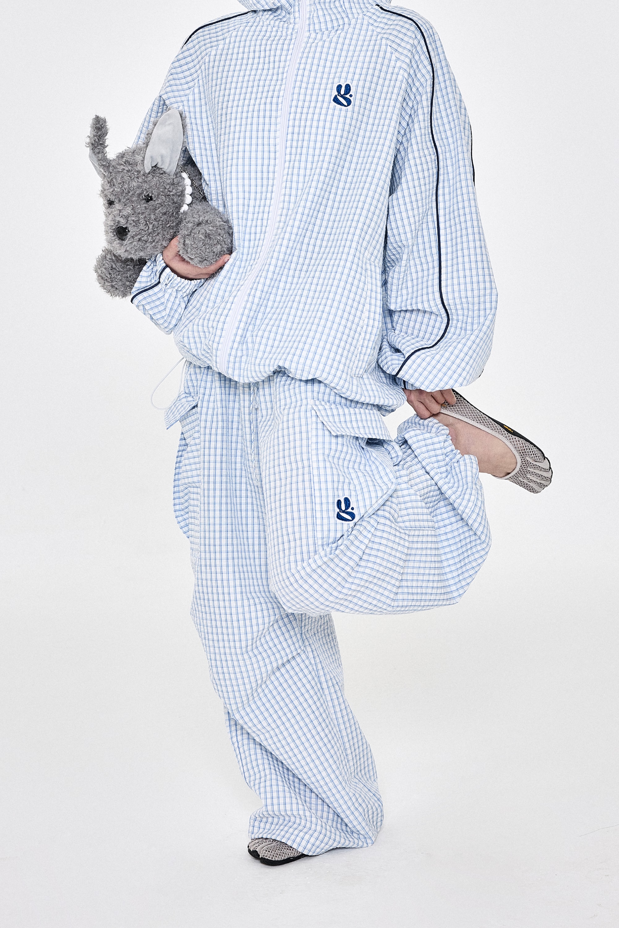 Check Cargo Pants Skyblue