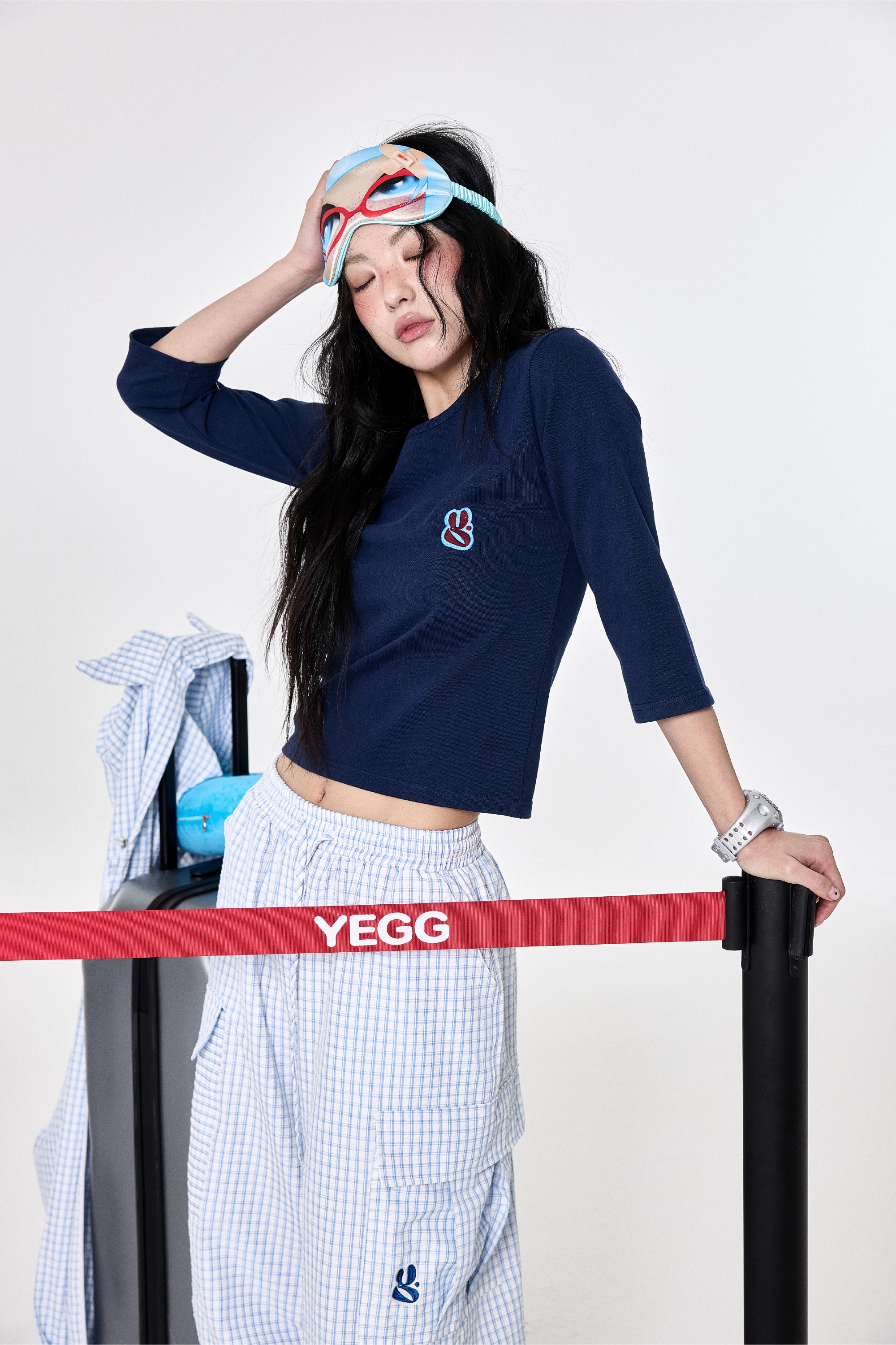 Check Cargo Pants Skyblue