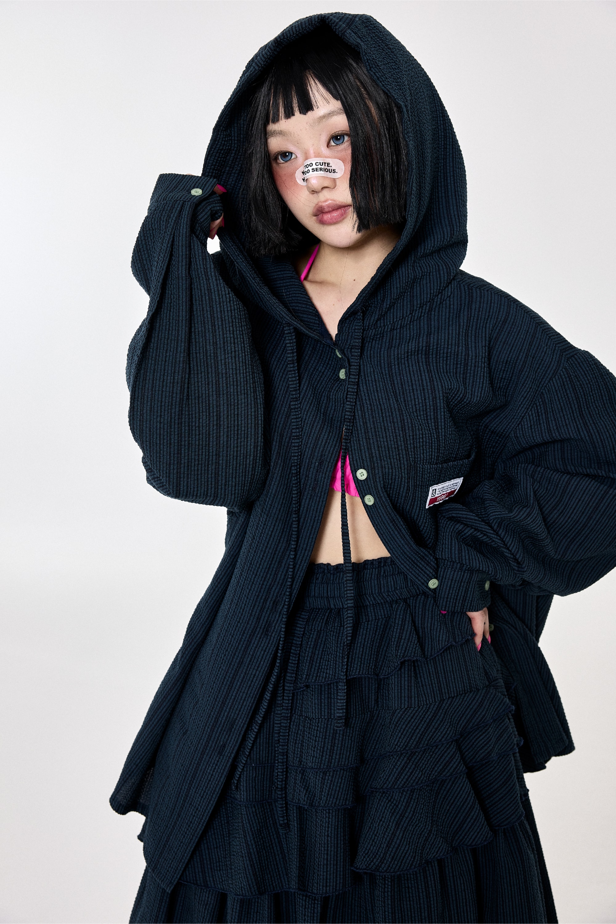 Check Hoodie Shirt Navy