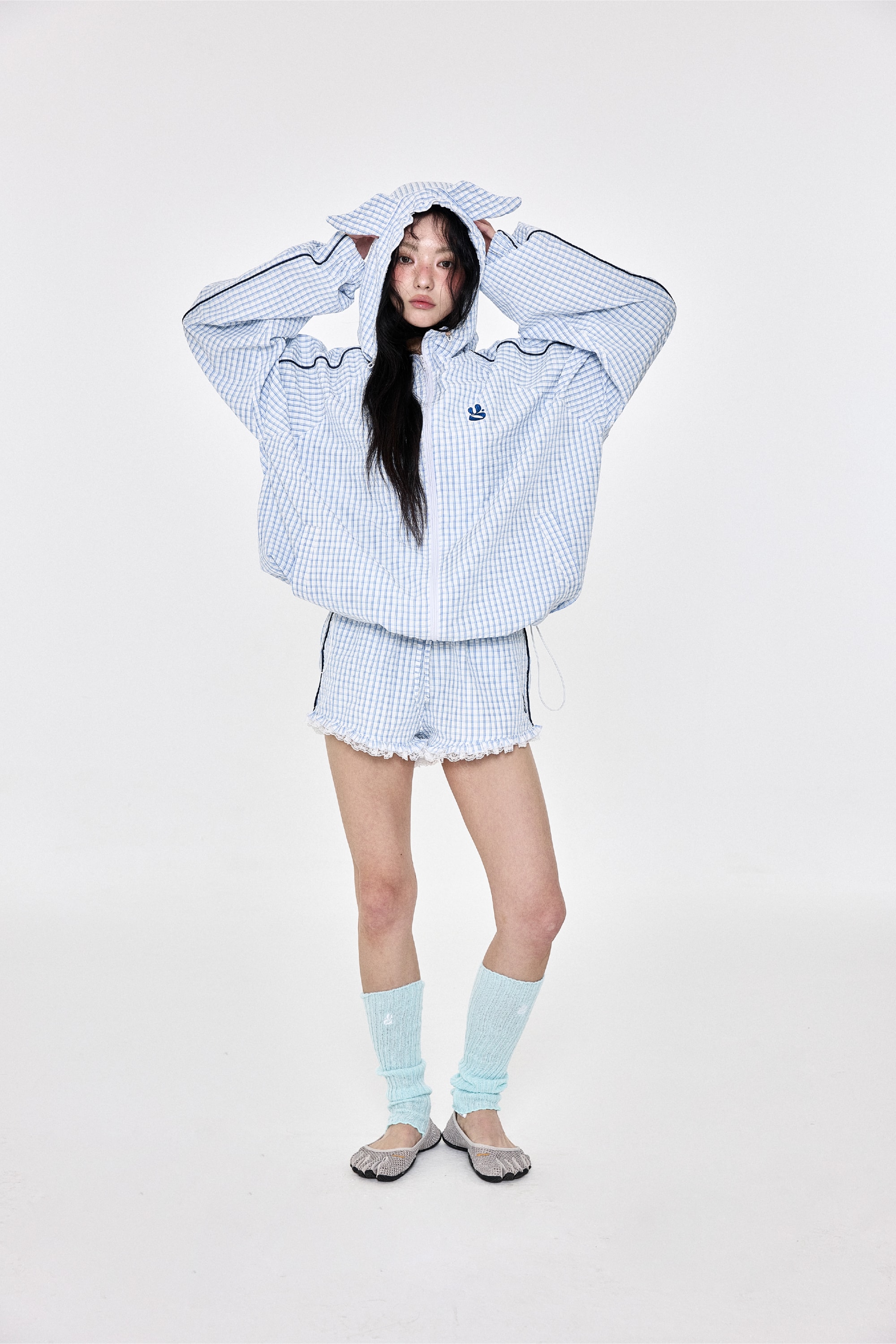 Check Shorts Skyblue