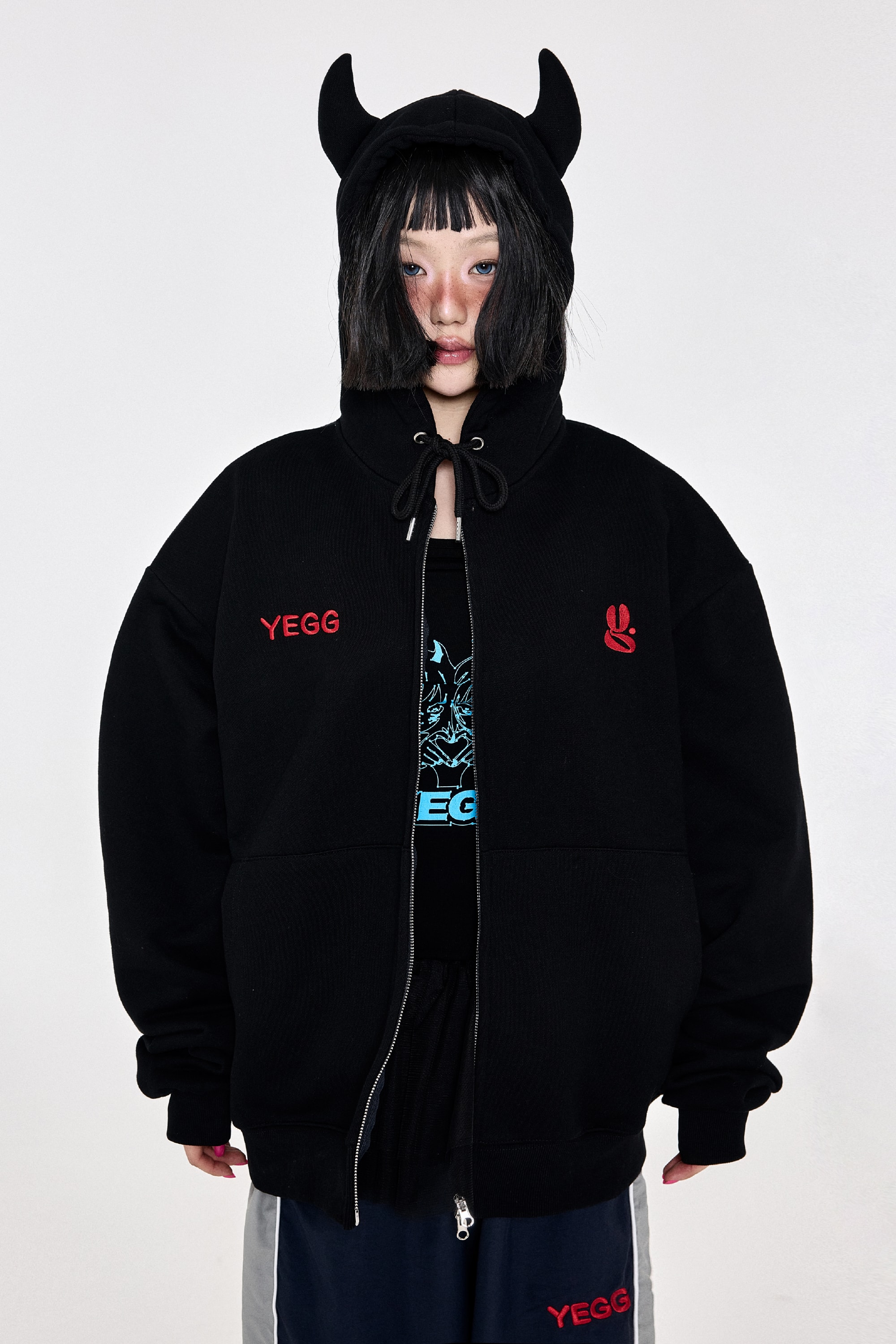 [BASIC]Devil Hoodie Black