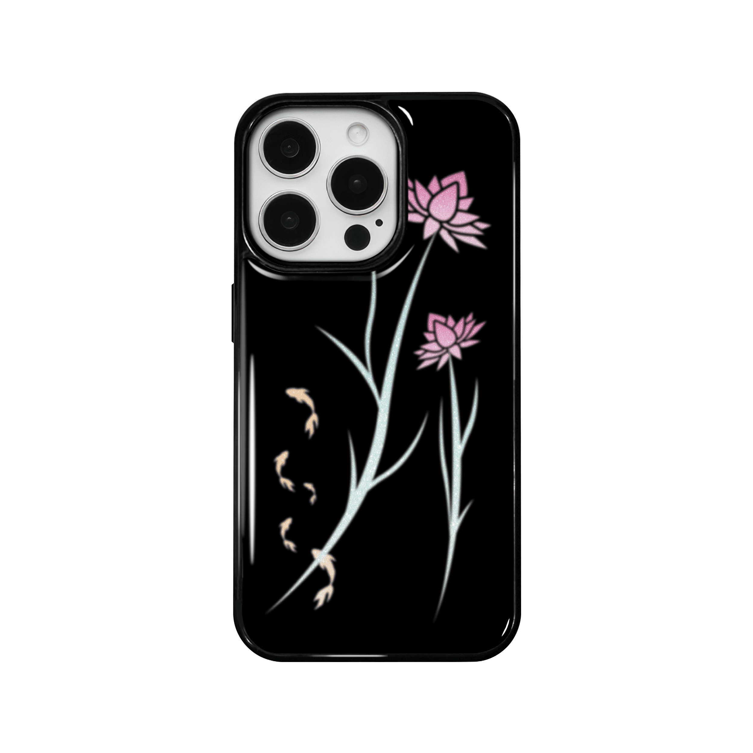 lotus & koi fish (black)